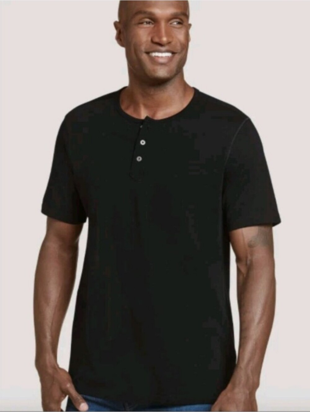 Jockey Black Short-Sleeve Henley Tee